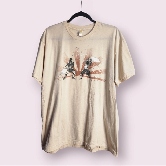 "The Last Pillow Warriors" Samurai Pillow Fight- Tan T Shirt - Picture 1 of 4